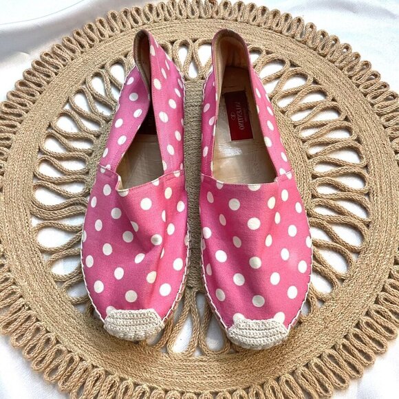 Valentino Garavani Hot Pink Polka Dot Espadrille Flats Size EU 38 - Picture 2 of 11